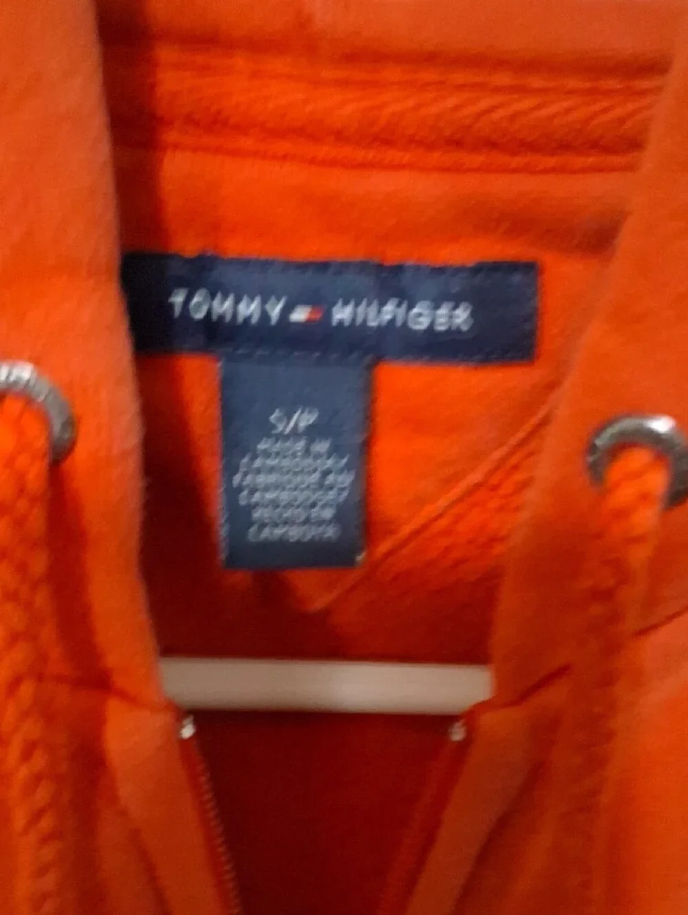 Tommy Hilfiger Kids Bright Orangish/red Zip Hoodie with Logo